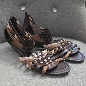 PIKOLINOS Brown Woven Leather Sandals